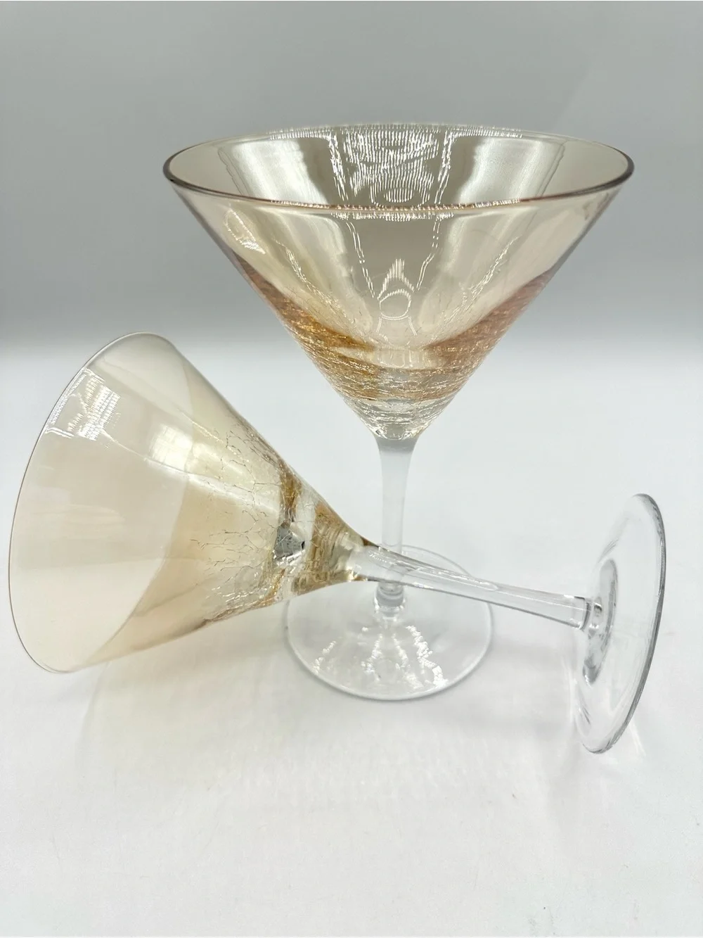 2 Pier 1 Amber Crackle Martini Glasses